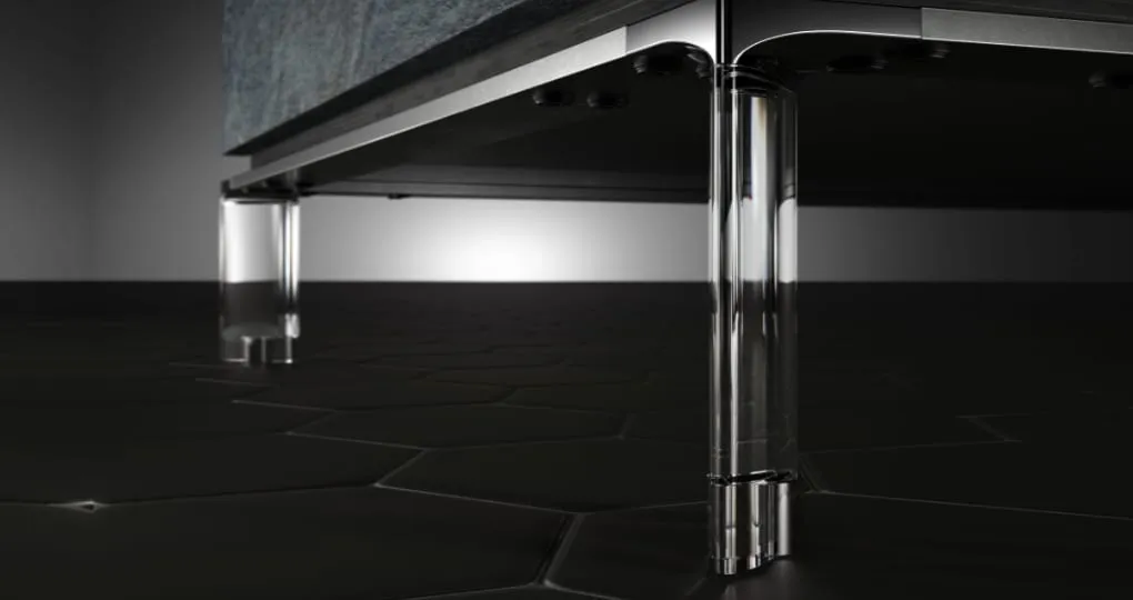 究極の「浮遊感」を演出するアクリル樹脂を使用した透明な脚