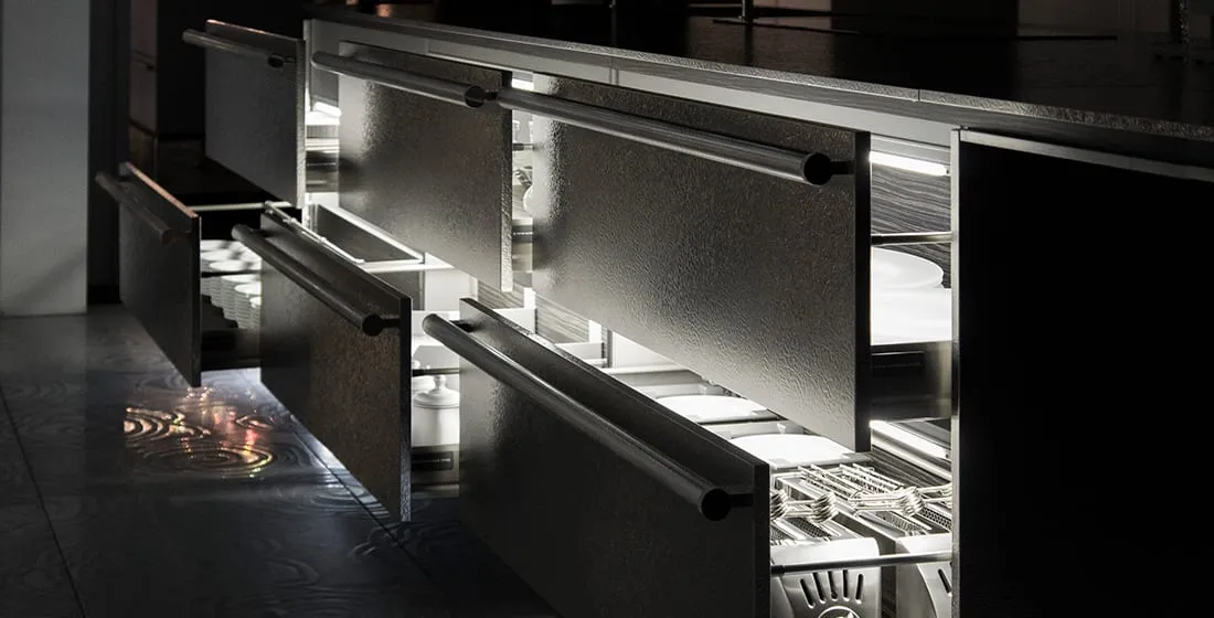 引き出しタイプで動線のムダをなくす