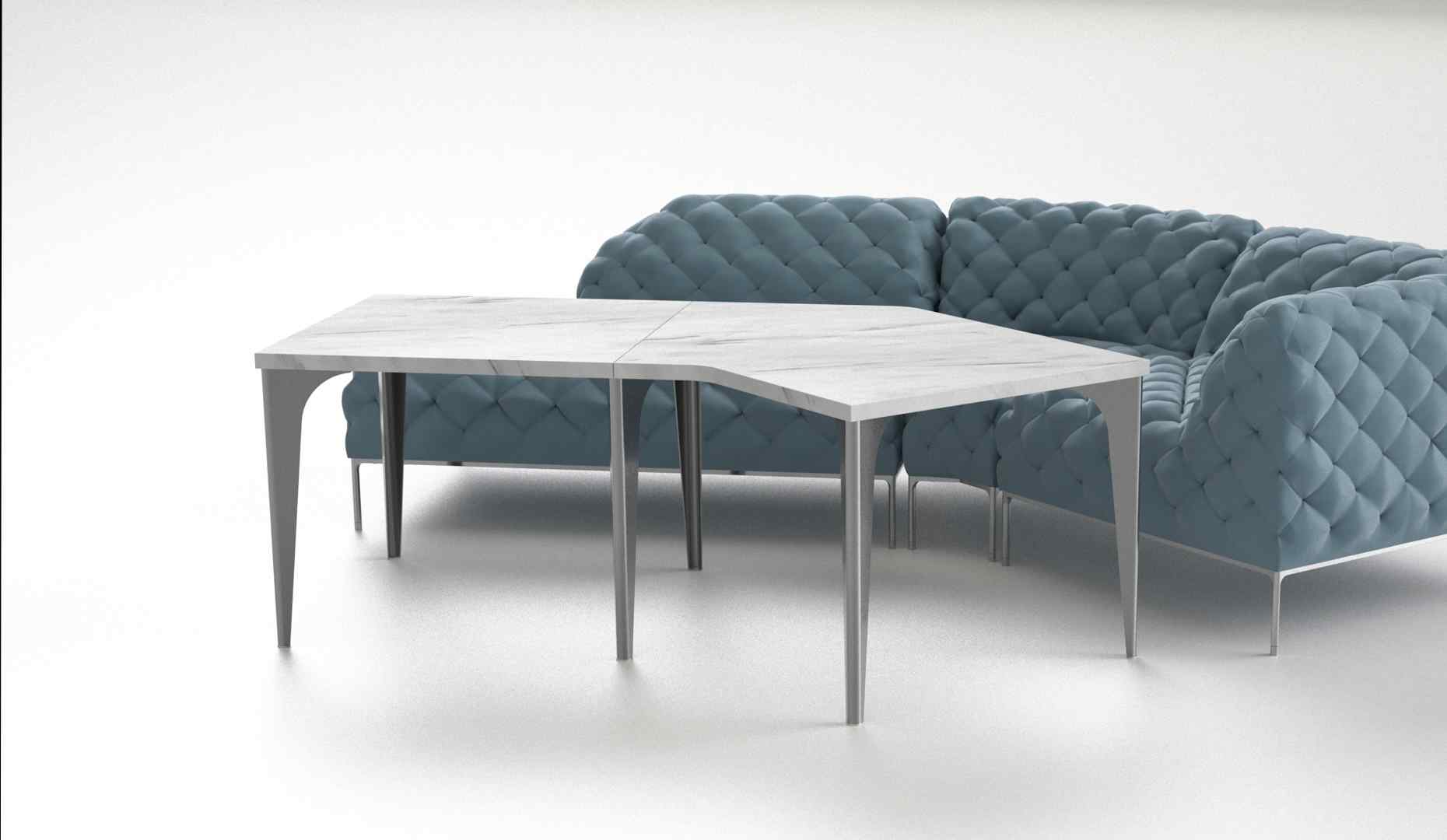 集ダイニングテーブル　135°ショートR+スクエア