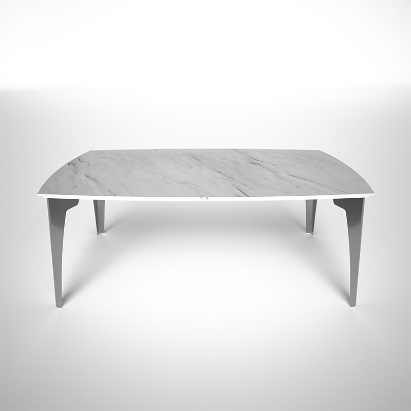 テーブル：オリガミ2（ホワイトマーブルトップ+ミラー脚）