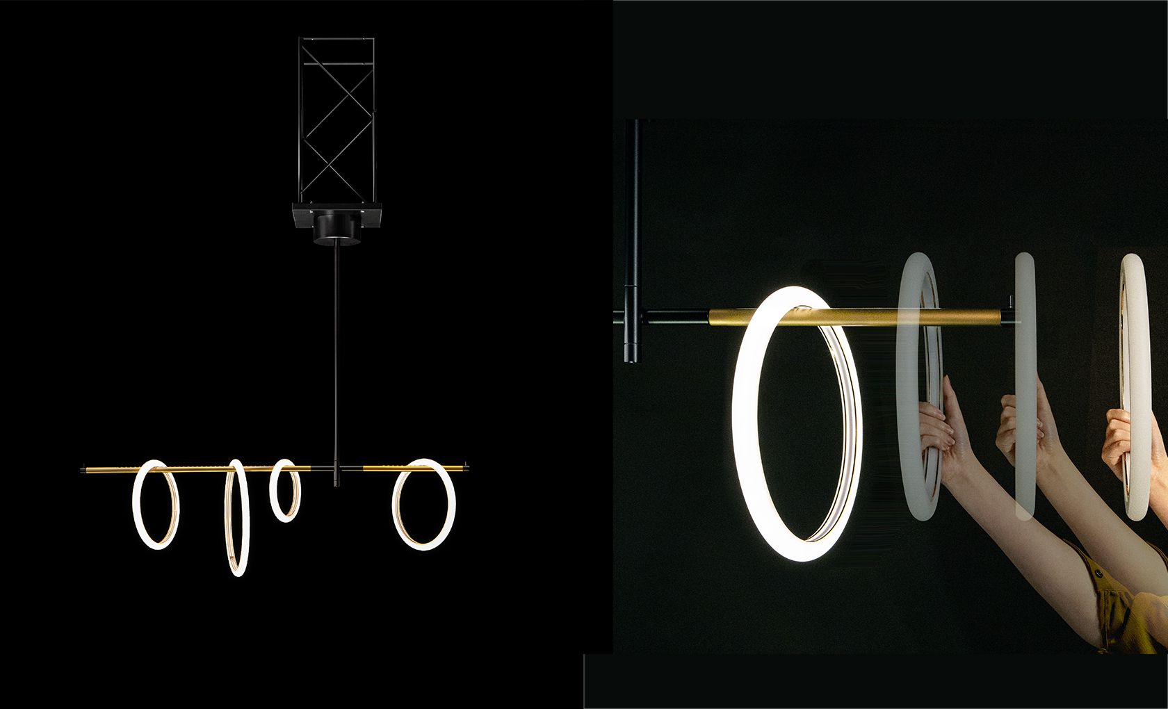 フラフープからインスピレーション 光のリングを動かし、自由にデザインできる照明「ウラオップ」