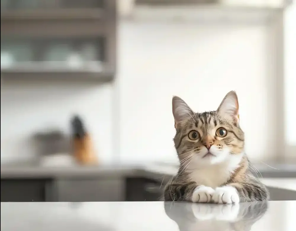 キッチンに入っている猫