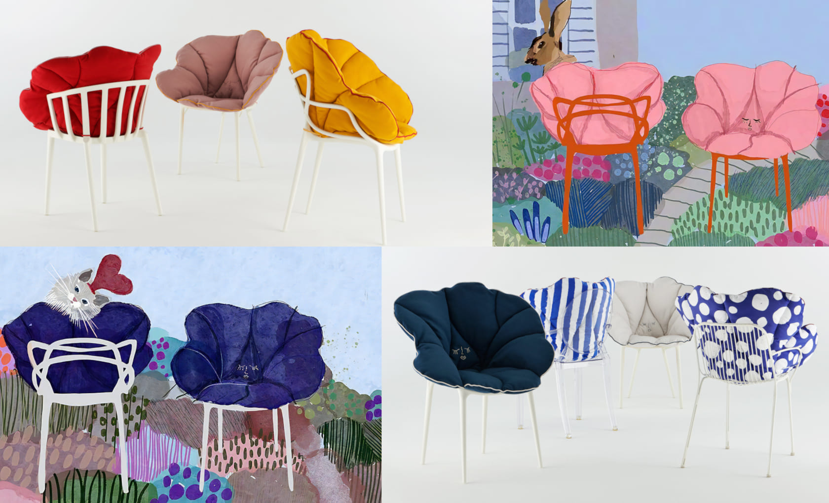 Kartellの名作チェアを「アームチェア」へ進化させる専用クッション「アリスズフラワーズクッション」新登場