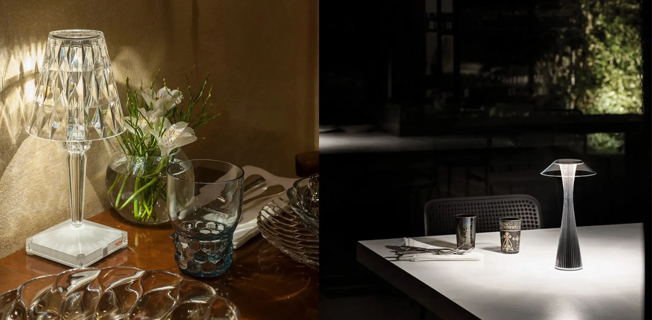 Kartell照明「バッテリー」「スペースアウトドア」。