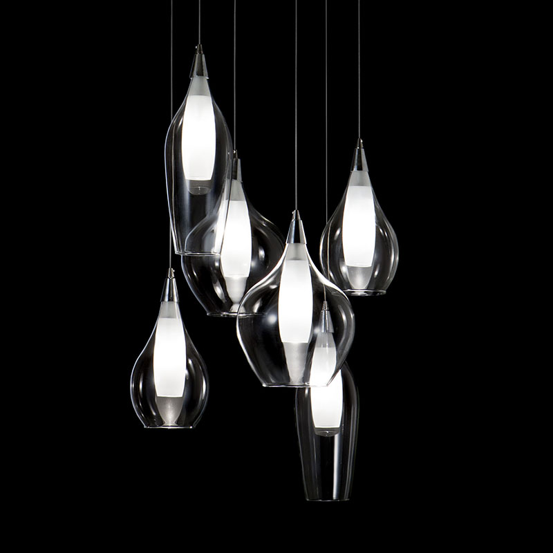 照明：フロストボトルシャンデリア LED